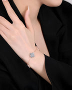 Silver Midnight Clover Bracelet