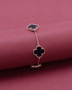 Silver Midnight Clover Bracelet