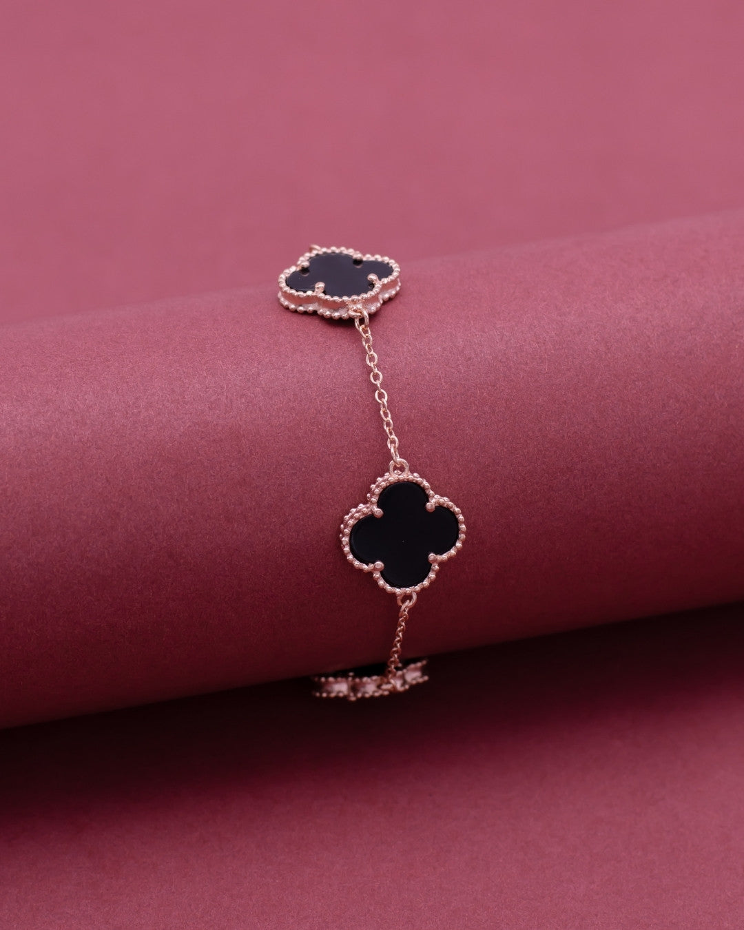 Silver Midnight Clover Bracelet