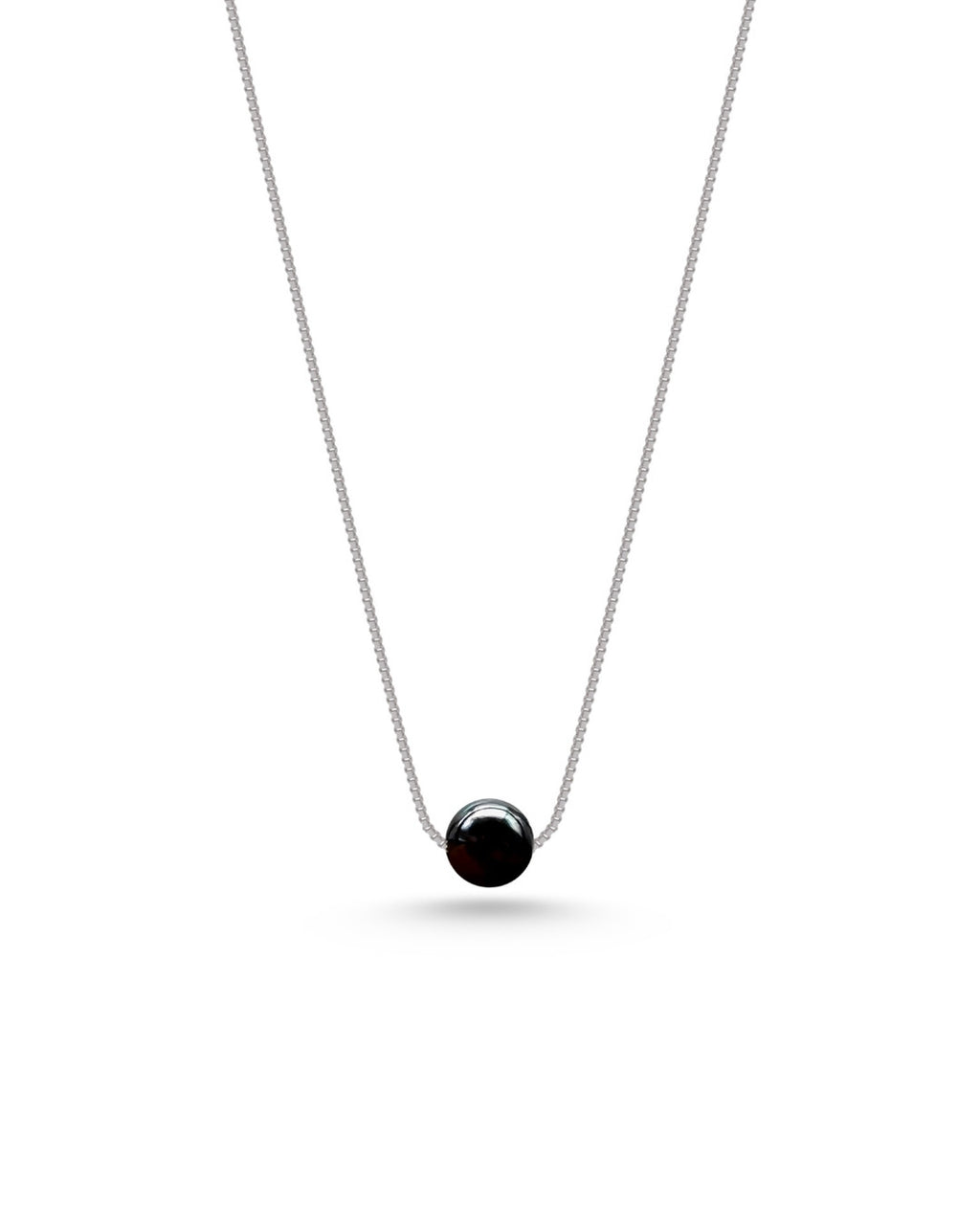 Silver Midnight Sphere Pendant Necklace
