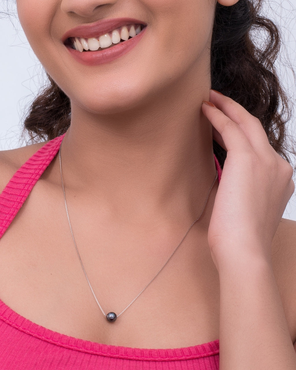 Silver Midnight Sphere Pendant Necklace