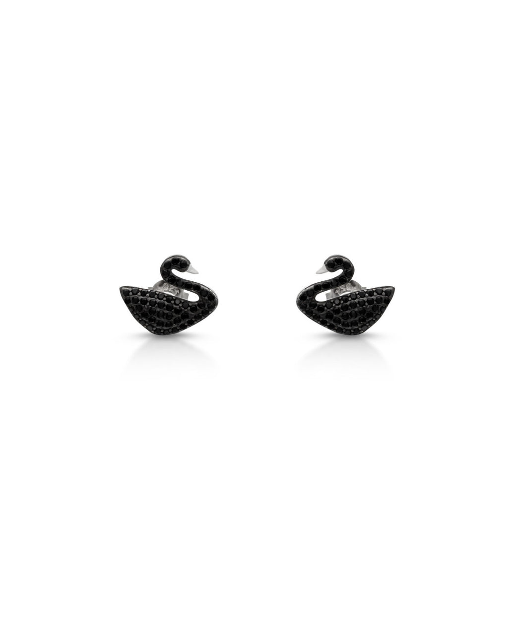 Silver Midnight Swan Earrings