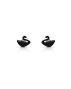 Silver Midnight Swan Earrings