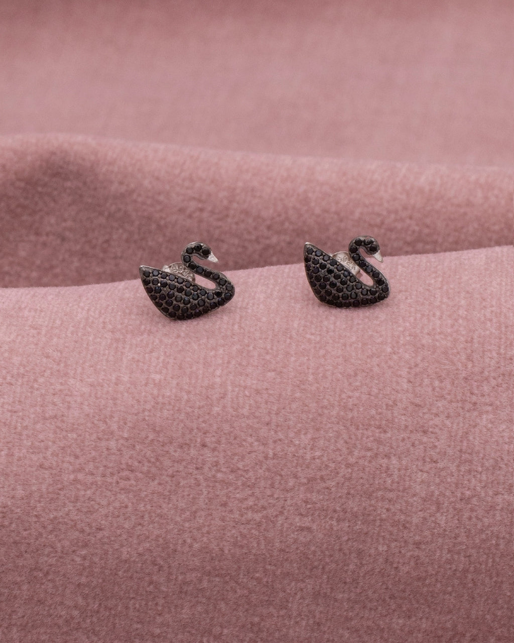 Silver Midnight Swan Earrings