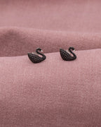 Silver Midnight Swan Earrings