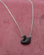 Silver Midnight Swan Elegance Pendant Necklace