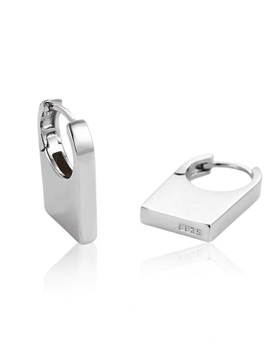Silver Modern Chic Square Hoop Earrings