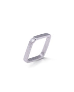 Silver Modern Edge Diamond Square Ring