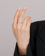 Silver Modern Edge Diamond Square Ring