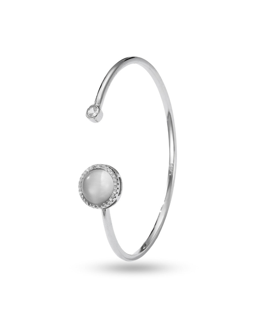 Silver Moonlit Grace Pearl Cuff Bracelet