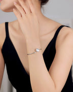Silver Moonlit Grace Pearl Cuff Bracelet