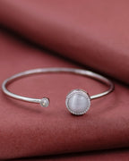 Silver Moonlit Grace Pearl Cuff Bracelet