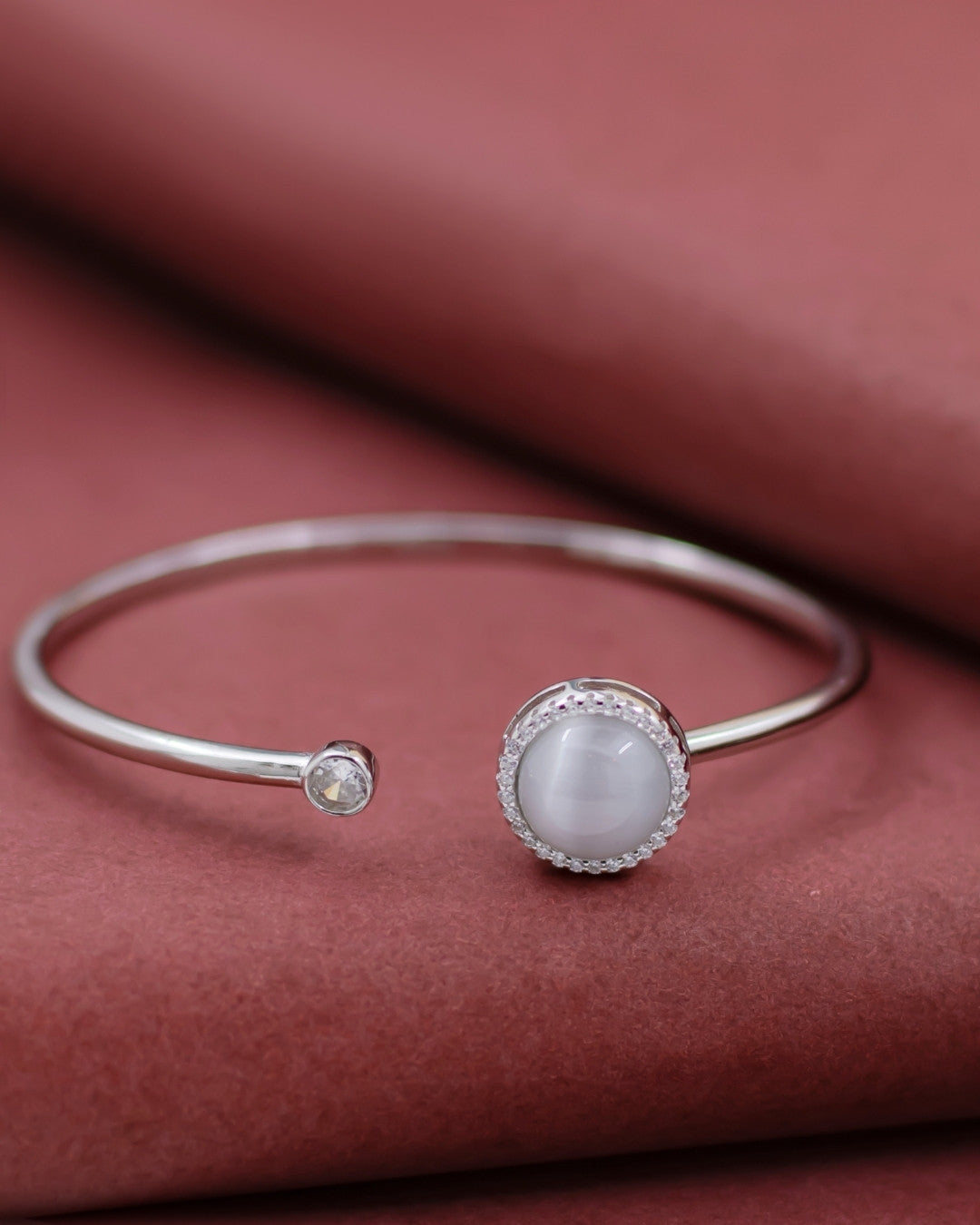Silver Moonlit Grace Pearl Cuff Bracelet