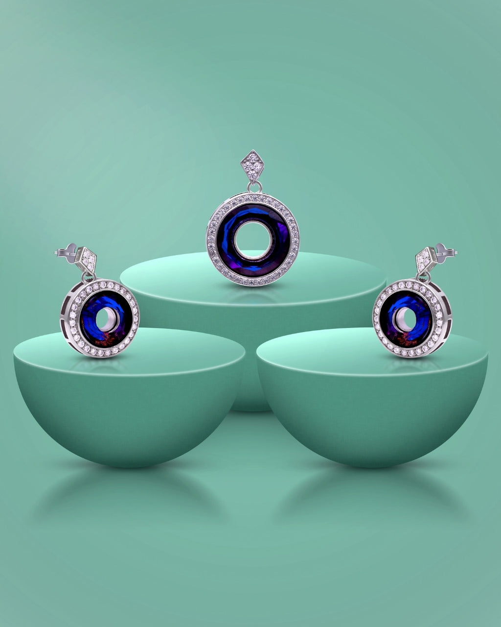Silver Mystic Aura Pendant Set