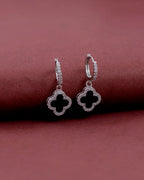 Silver Mystic Harmony Clover Hoop Earrings