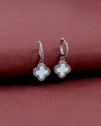 Silver Mystic Harmony Clover Hoop Earrings