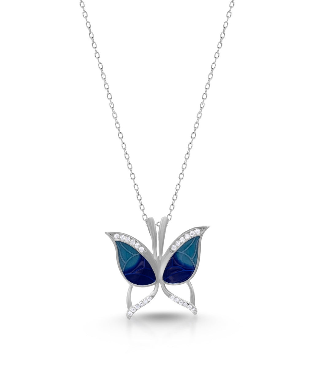 Silver Mystic Wings Butterfly Pendant Necklace