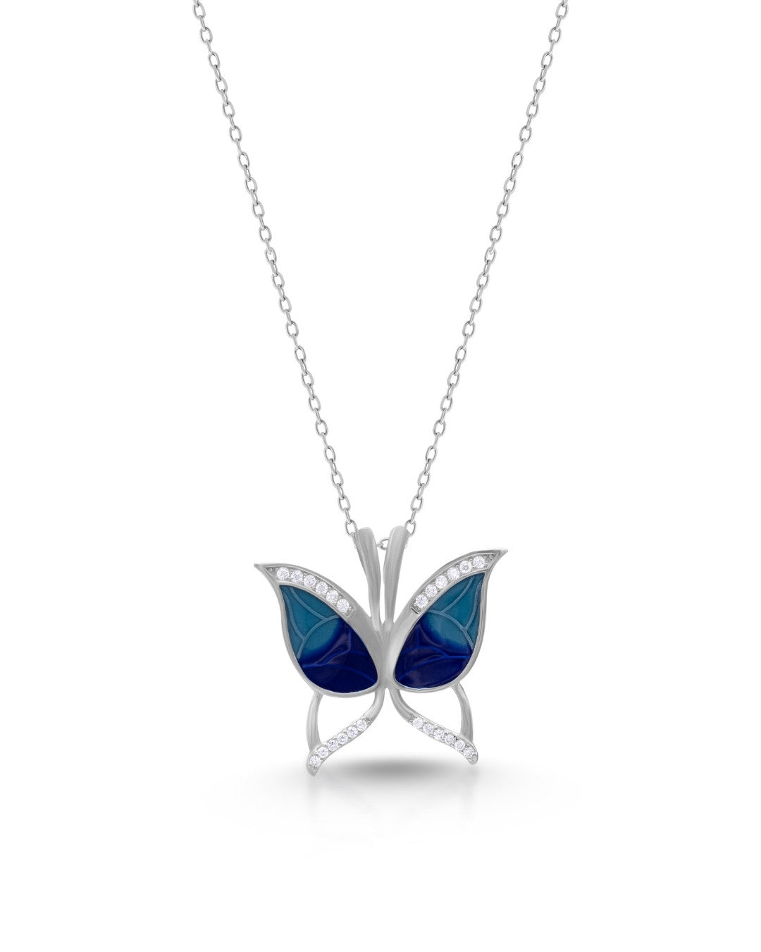 Silver Mystic Wings Butterfly Pendant Necklace