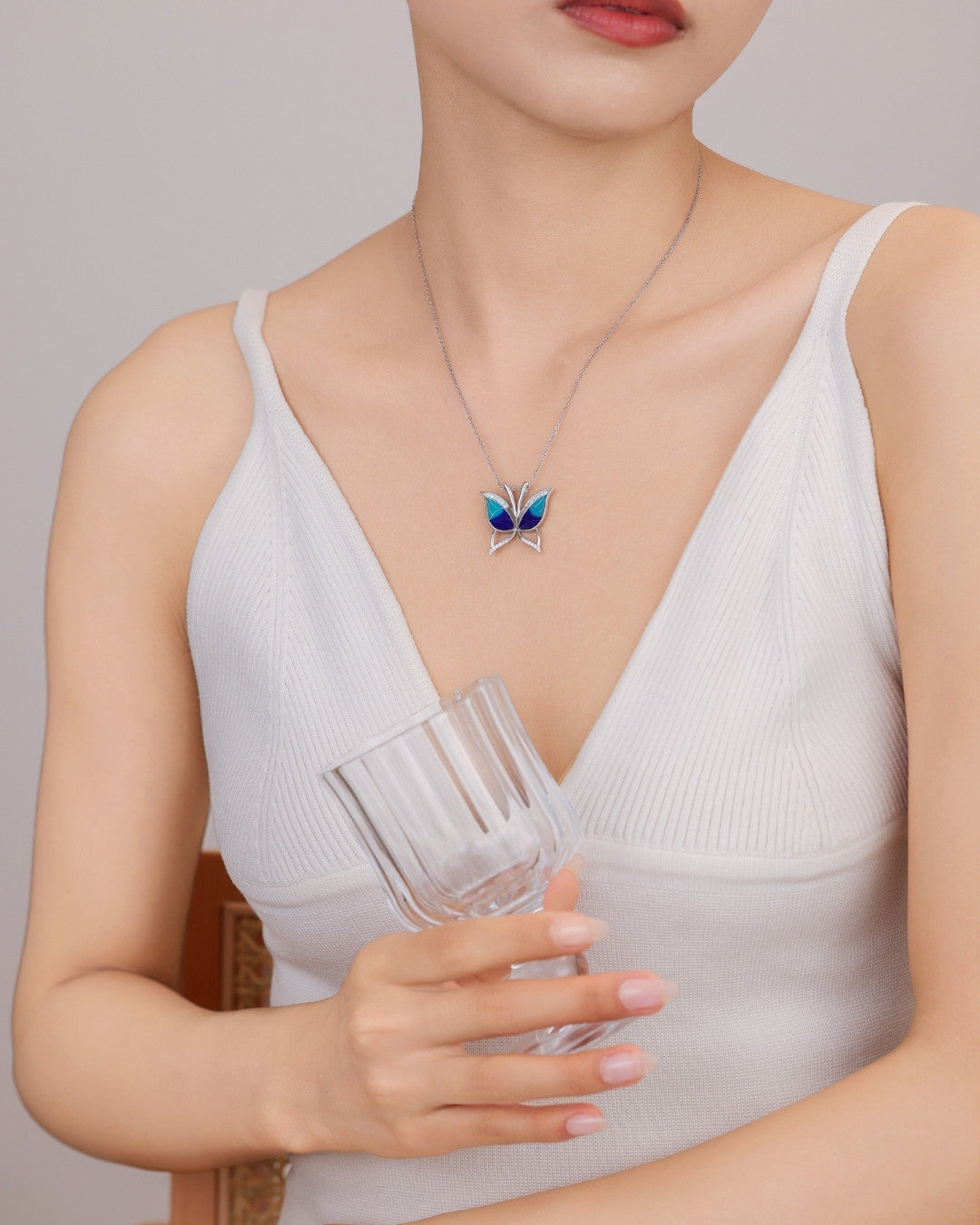 Silver Mystic Wings Butterfly Pendant Necklace