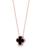 Silver Noir Bloom Rose Gold Pendant Necklace