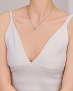 Silver Ocean Breeze Heart Pendant Necklace