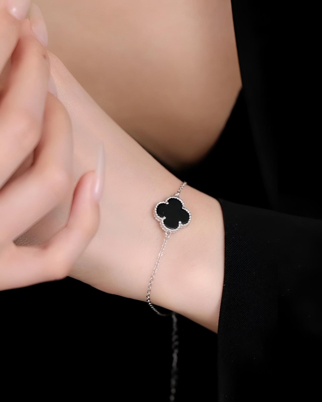 Silver Onyx Charm Bracelet