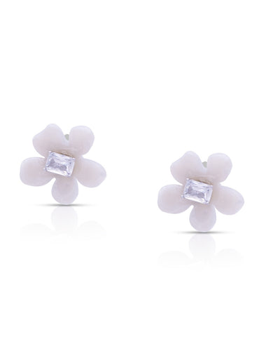 Silver Pearl Blossom Elegance Earrings