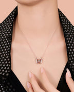 Silver Blossom Wings Butterfly Pendant Necklace
