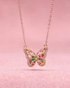 Silver Blossom Wings Butterfly Pendant Necklace
