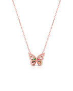 Silver Blossom Wings Butterfly Pendant Necklace