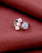 Silver Pearl Majesty Open Ring