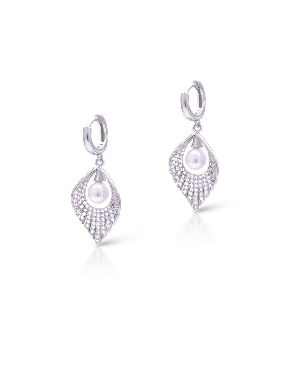 Silver Pearl Radiance Hoop Earrings
