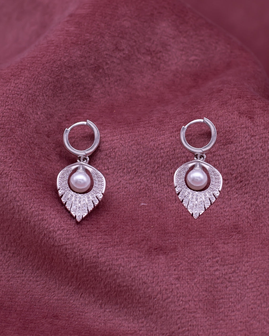 Silver Pearl Radiance Hoop Earrings