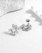 Silver Radiant Blossom Sparkle Earrings
