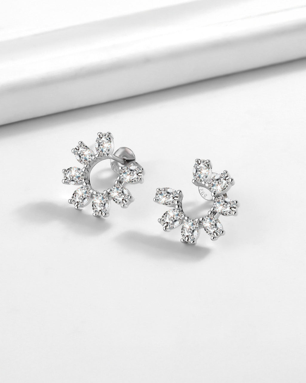Silver Radiant Blossom Sparkle Earrings