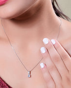 Silver Radiant Elegance Crystal Pendant & Earrings Set