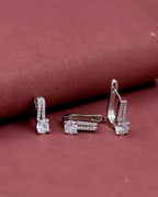 Silver Radiant Elegance Crystal Pendant & Earrings Set