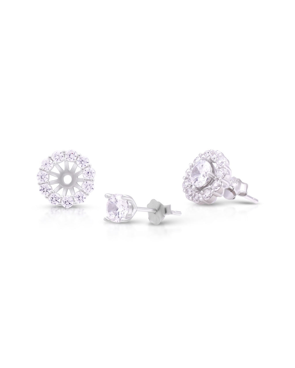 Silver Radiant Halo Sparkle Earrings