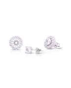 Silver Radiant Halo Sparkle Earrings