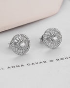 Silver Radiant Halo Sparkle Earrings