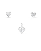 Silver Radiant Love Heart Pendant & Earrings Set