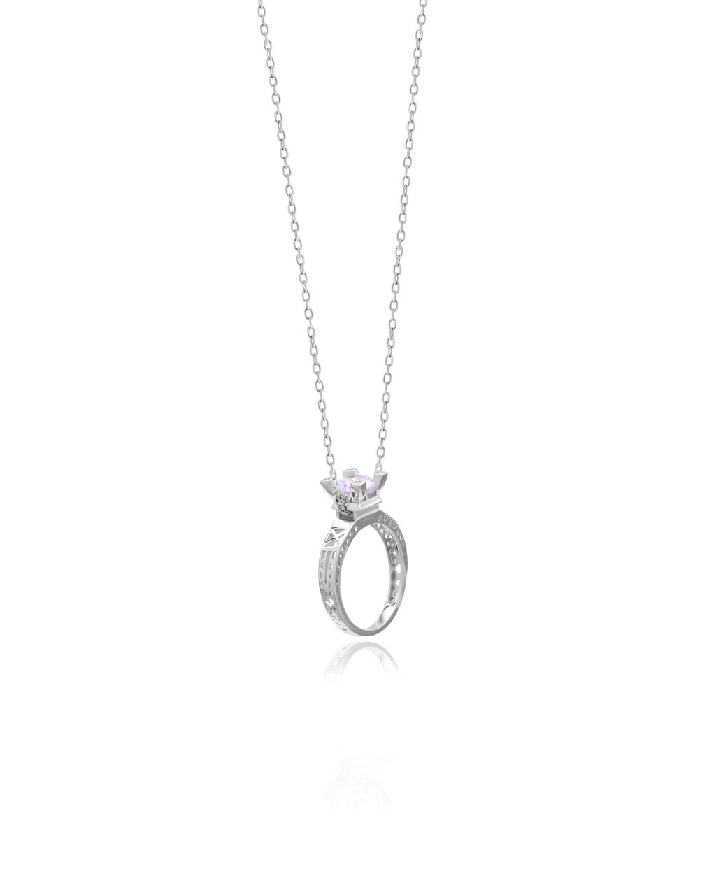 Silver Regal Charm Ring Pendant Necklace
