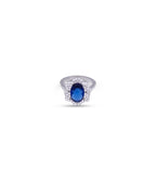 Silver Regal Sapphire Halo Ring
