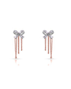 Silver Rose Bow Drape Earrings