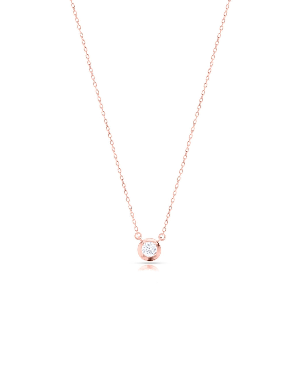 Silver Rose Glow Solitaire Pendant Necklace
