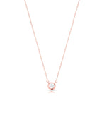 Silver Rose Glow Solitaire Pendant Necklace