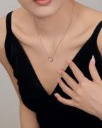 Silver Rose Glow Solitaire Pendant Necklace