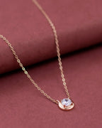 Silver Rose Glow Solitaire Pendant Necklace