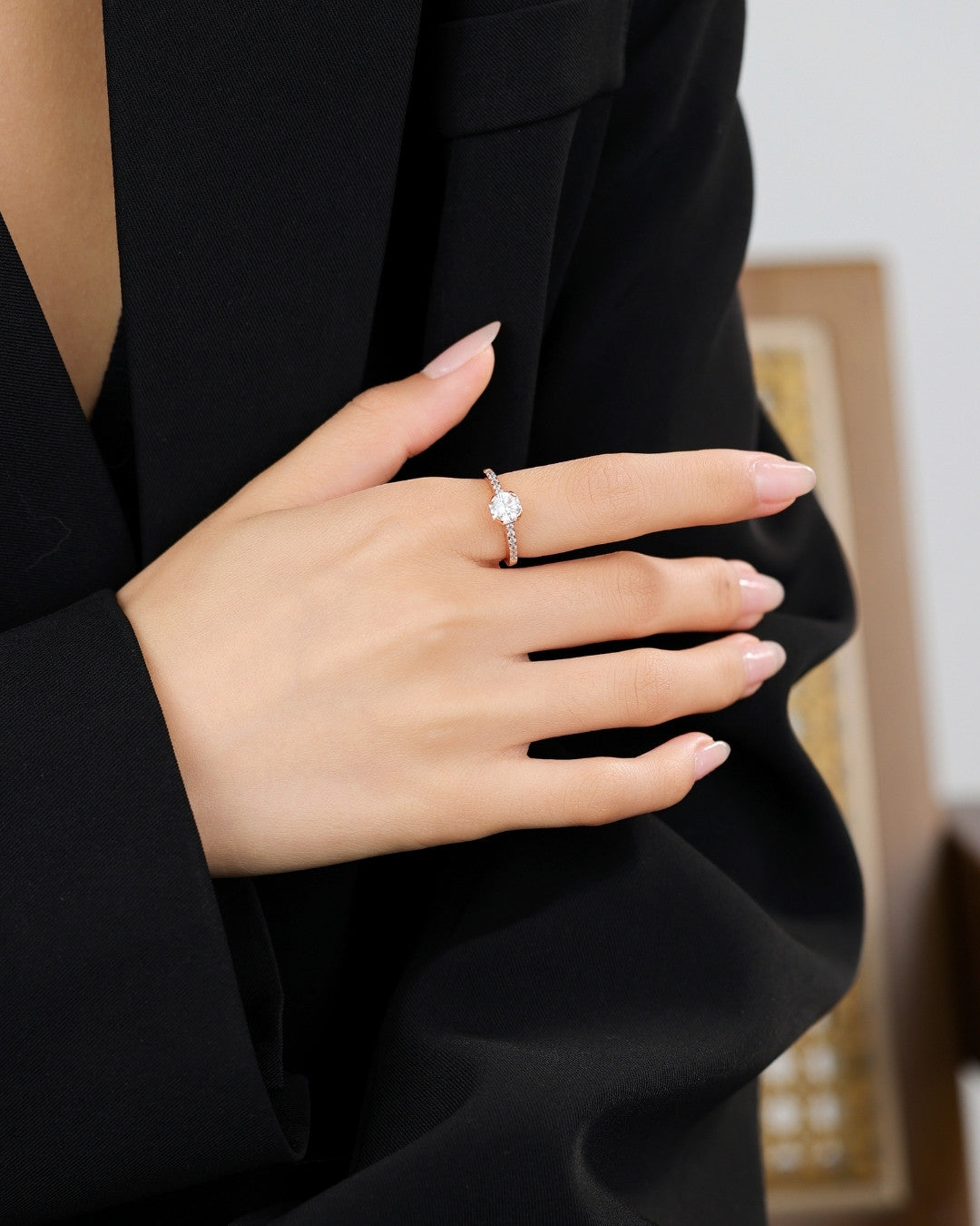 Silver Rose Radiance Solitaire Engagement Ring