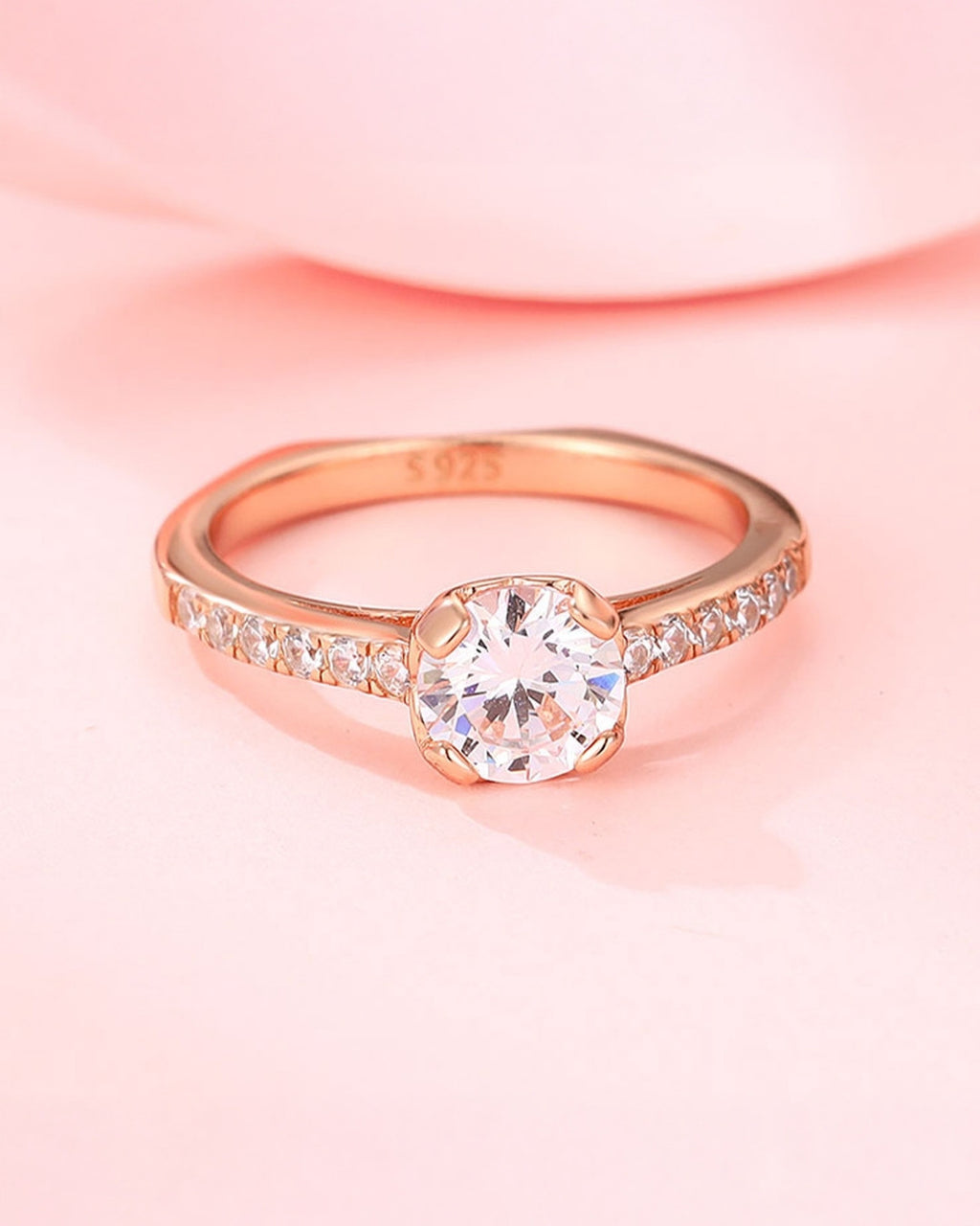 Silver Rose Radiance Solitaire Engagement Ring